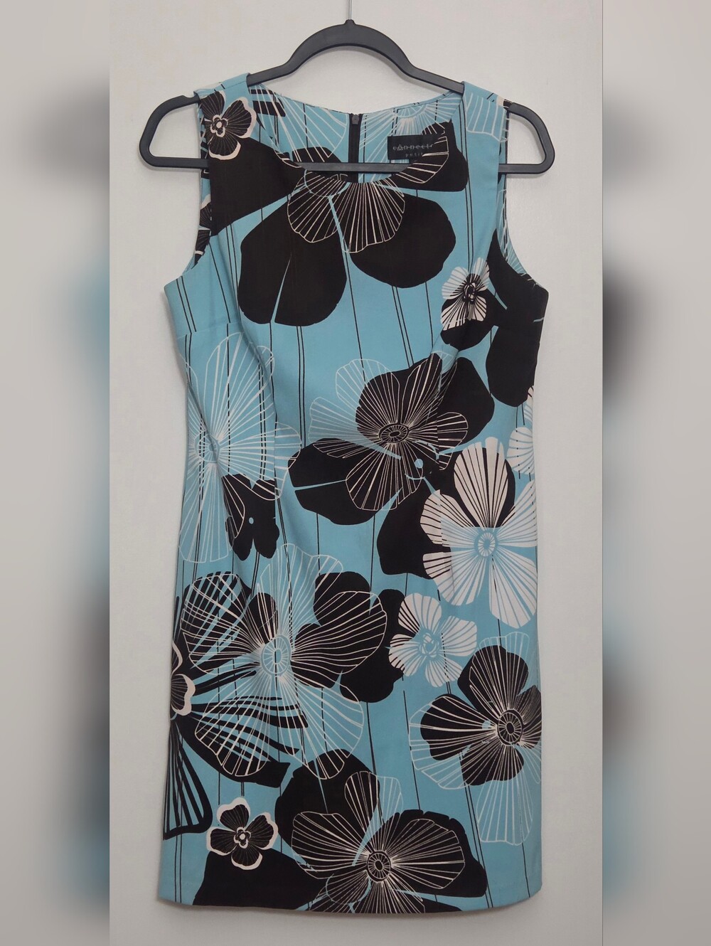 Connected Petite Aqua Blue Floral Sheath Dress